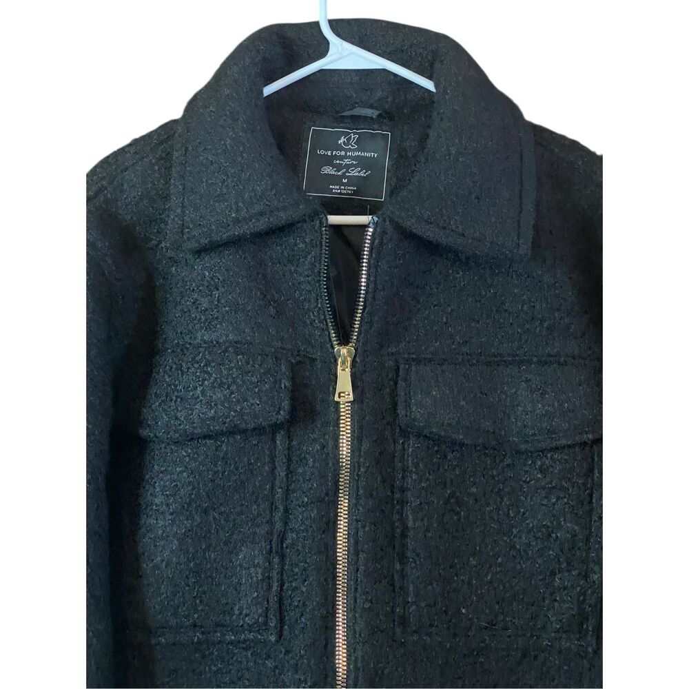 Love for Humanity Black Label Modern Glam Faux Fur Jacket Black Women M - Picture 2 of 6